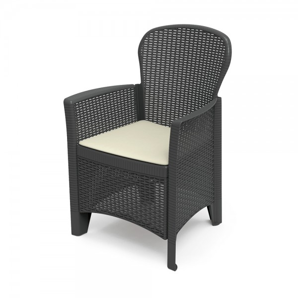 Butaca imitación rattan folia color antracita 60 x 58 x 89 cm (pack 2 unidades)